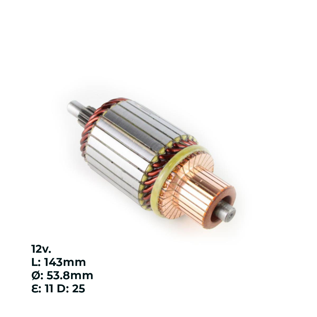 INDUCIDO - BOBINA DE ARRANQUE TIPO MITSUBISHI PEUGEOT 405 1.6 8V 306 1.8 8V, PARTNER 2.0 HDI 206 2.0 HDI. CHEVROLET ASTRA, BLAZER, VECTRA, IZUSU PICK UP, RENAULT MASTER 12V. L: 143MM Ø: 53.8MM E: 11 D: 25 IMI2511.20N INN MIT006 IMI-627 PA42008 IMT604