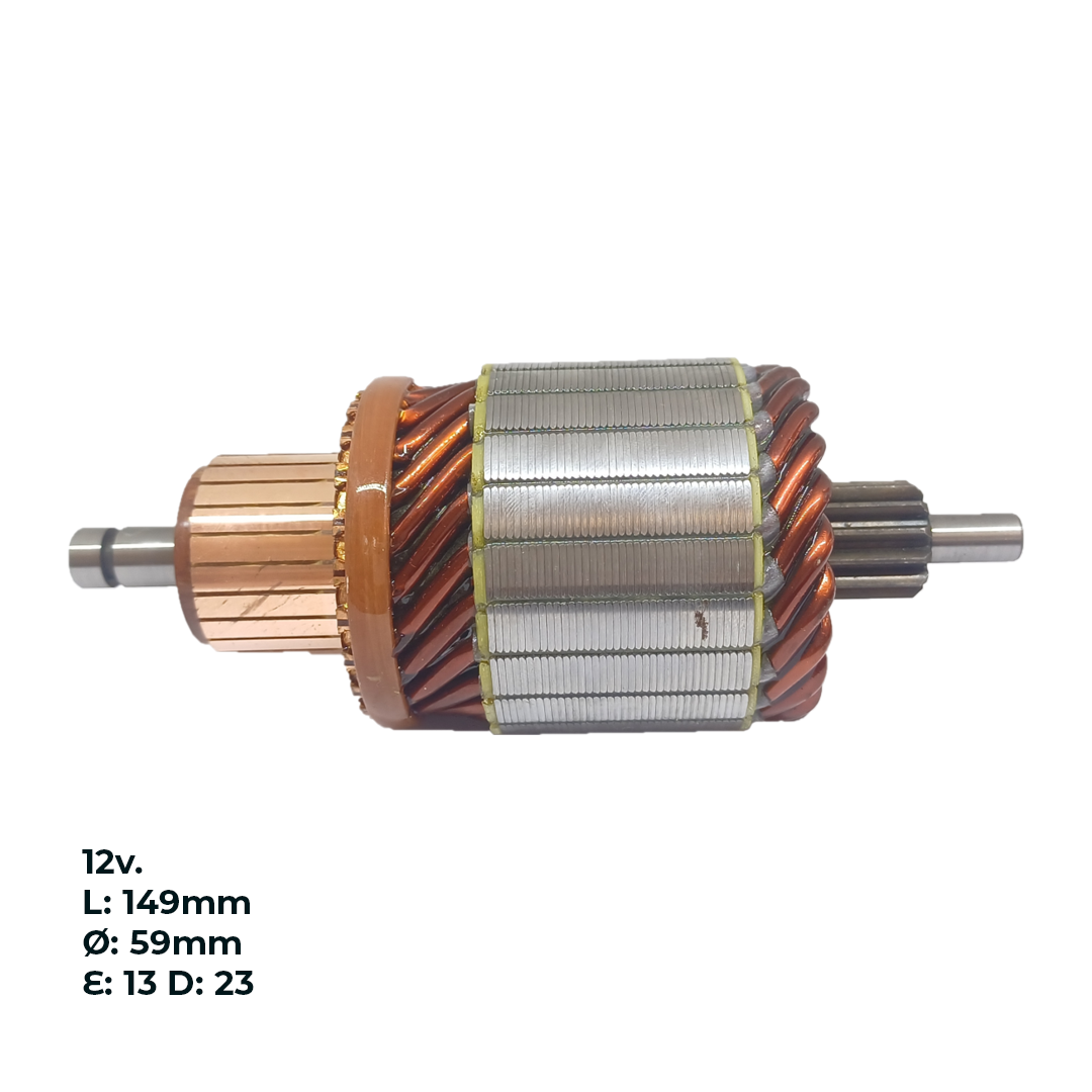 INDUCIDO - BOBINA DE ARRANQUE TIPO BOSCH FIAT PALIO1.7 D, SIENA 1.7 D, SIENA 1.7 TD, PALIO 1.7 TD, MERCEDES BENZ CLASE C 200 2.0 D,  CLASE C 220 2.2 D, CLASE C 250  2.5 D. SPRINTER VIANO VITO 12V. L: 149MM Ø: 59MM E: 13 D: 23 IB2313.10N INN BOS009 IBO-041 IB1072 PA42002 IMB109 - 3