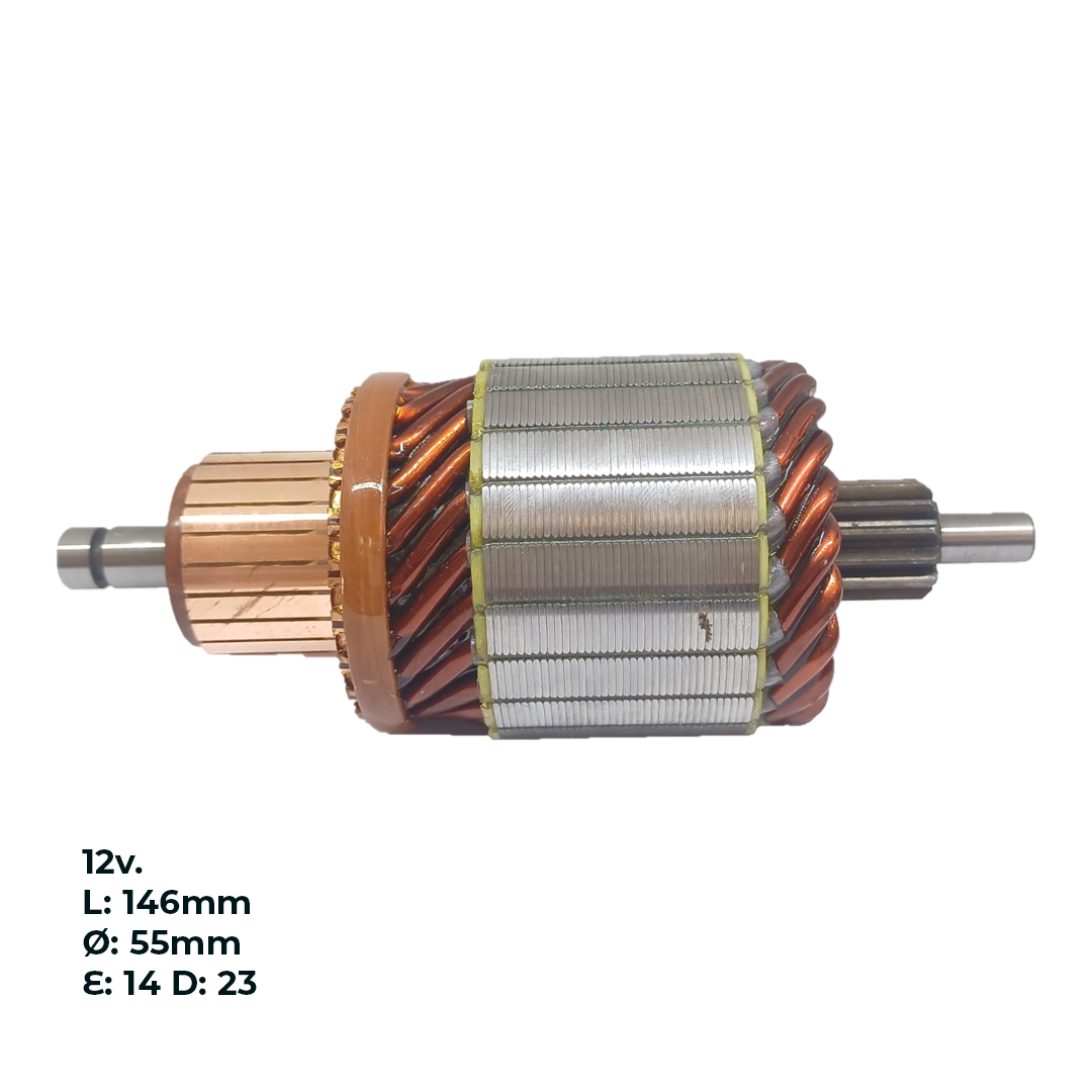 INDUCIDO - BOBINA DE ARRANQUE TIPO BOSCH VOLKSWAGEN VENTO 1.9 TDI, AMAROK 2.0 TDI. 12V. L: 146MM Ø: 55MM E: 14 D: 23 IB2314.10N INN BOS056 IBO-022 PA42223