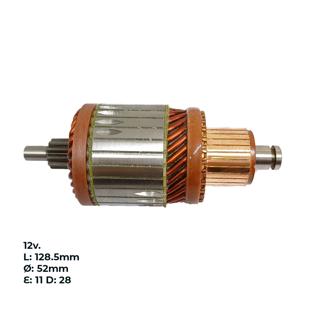 INDUCIDO - BOBINA DE ARRANQUE TIPO BOSCH PEUGEOT PARTNER 2.0 HDI, 206, 3008 2.0 HDI, 306, BERLINGO 12V. L: 128.5MM Ø: 52MM E: 11 D: 28 IB2811.30N INN BOS039 IBO-063 IB1217 PA42175