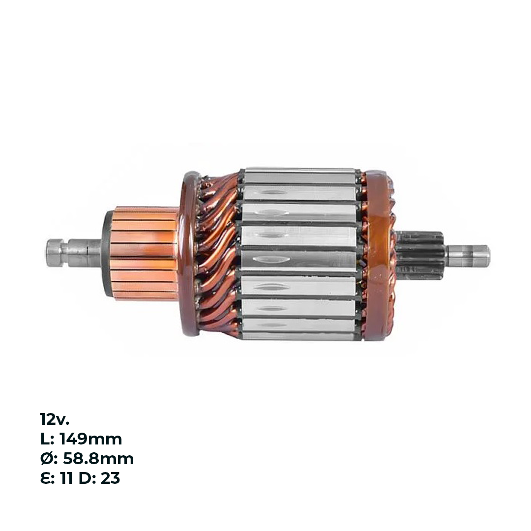 INDUCIDO - BOBINA DE ARRANQUE TIPO BOSCH TOYOTA HILUX 3.0,. CHEVROLET S10, FIAT DUCATO, MB SPRINTER, NISSAN FRONTIER 12V. L: 149MM Ø: 58.8MM E: 11 D: 23 IB2311.20N INN BOS033 IBO-040 PA42032 - 4