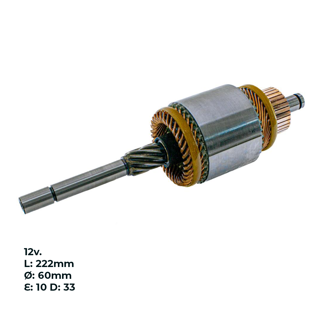 INDUCIDO - BOBINA DE ARRANQUE TIPO BOSCH RENAULT 9 1.4 GTS, 12, 19, VW SENDA, GOL, CHEVROLET MONZA 1.8 8V. 12V. L: 222MM Ø: 60MM E: 10 D: 33 IB3310.10N INN BOS035 IBO-080 IB4001 PA42107 IMB159
