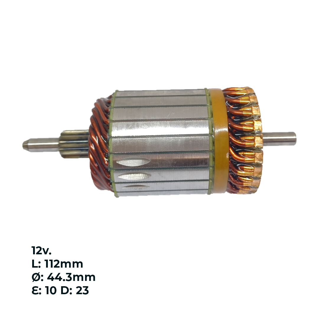 INDUCIDO - BOBINA DE ARRANQUE TIPO VALEO PEUGEOT 207 COMPACT 1.4 8V,307 1.6 16V 405 1.6 8V, 306 1.8 8V. 12V. L: 112MM Ø: 44.3MM E: 10 D: 23 IV2310.10N INN VAL013 IVA-904 IVA3153 PA42179 IMV413 - 2