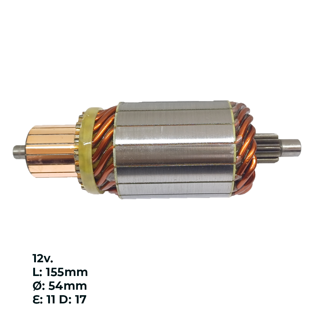 INDUCIDO - BOBINA DE ARRANQUE TIPO MOTORCRAFT FORD TRANSIT 2.2, F-100 2.8 MWM, RANGER 4.0 V6. 12V. L: 155MM Ø: 54MM E: 11 D: 17 IMO1711.10N INN FOR002 IMO-730 IF1005AA PA42028 IMF704