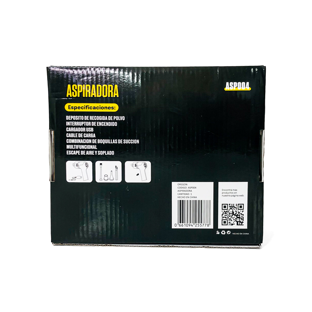 MINI ASPIRADORA INALAMBRICA CON CARGADOR USB Y TOMA 12V / 60 WATTS / 4 ADAPTADORES + 2 CEPILLOS