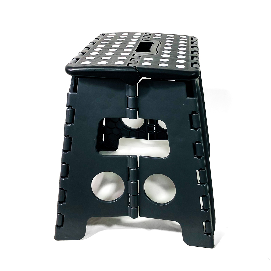 BANQUITO PLEGABLE MULTUSO DE PLASTICO MEDIDAS 28,5 X 21,5 X 32 CM COLOR GRIS / NEGRO - 3