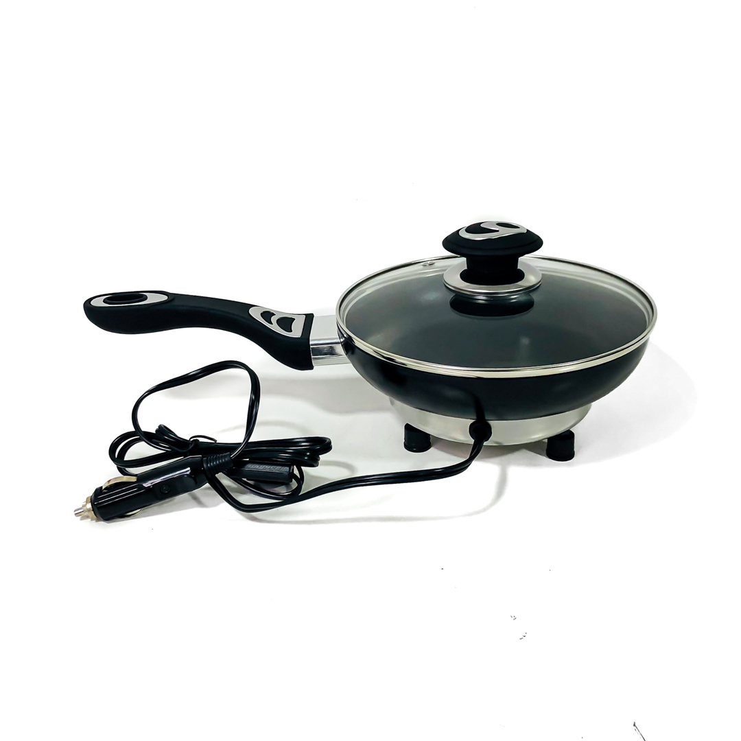 FREIDORA 12V OLLA Y FREIDORA CON CONEXION 12V CON CUERPO DE ALUMINIO Y TEFLON, MANGO DE GOMA Y TAPA DE VIDRIO 10CM DE DIAMTERO X 4 CM DE ALTO - 6