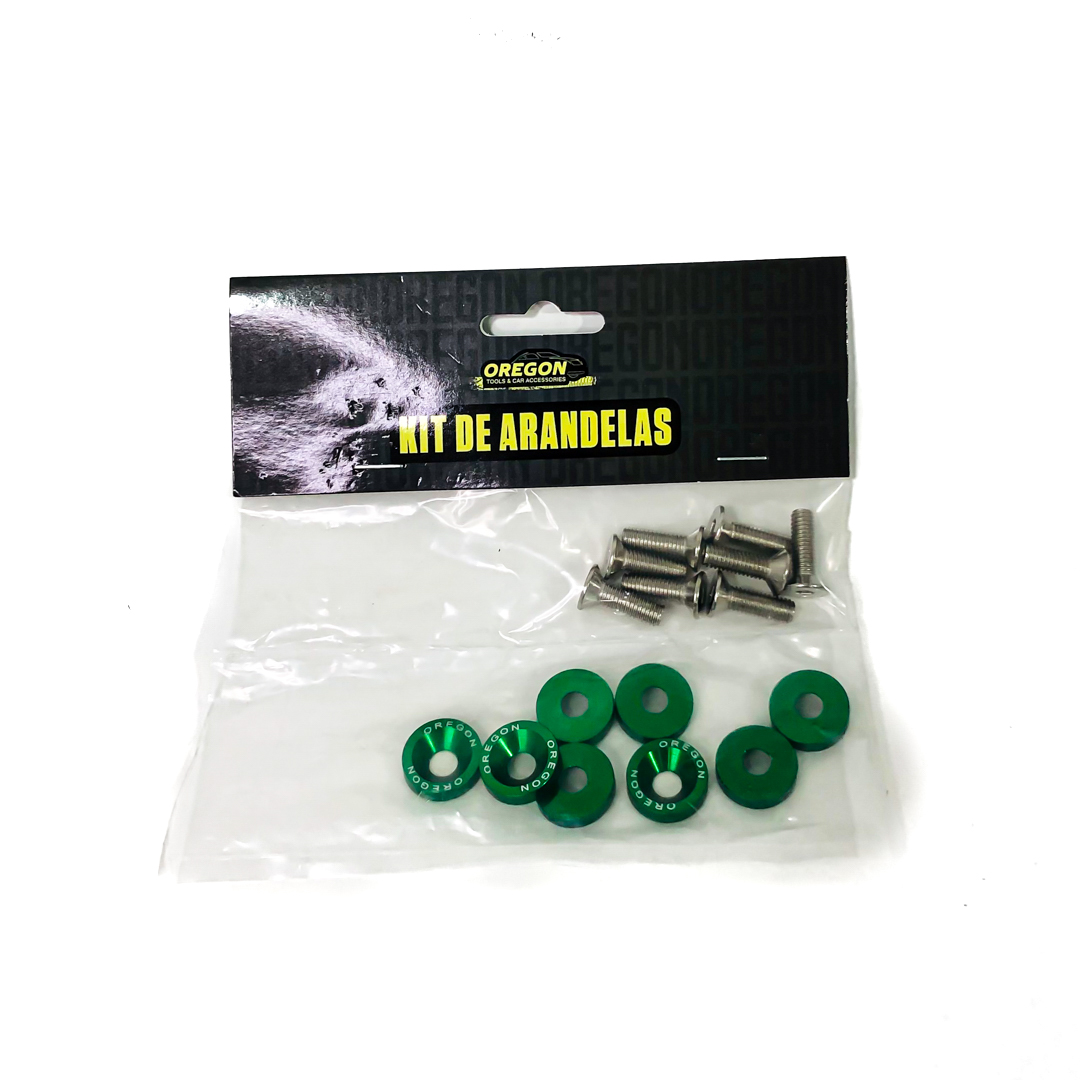 KIT DE ARANDELAS ANODIZADAS VERDE JUEGO X 8  PIEZAS - 3