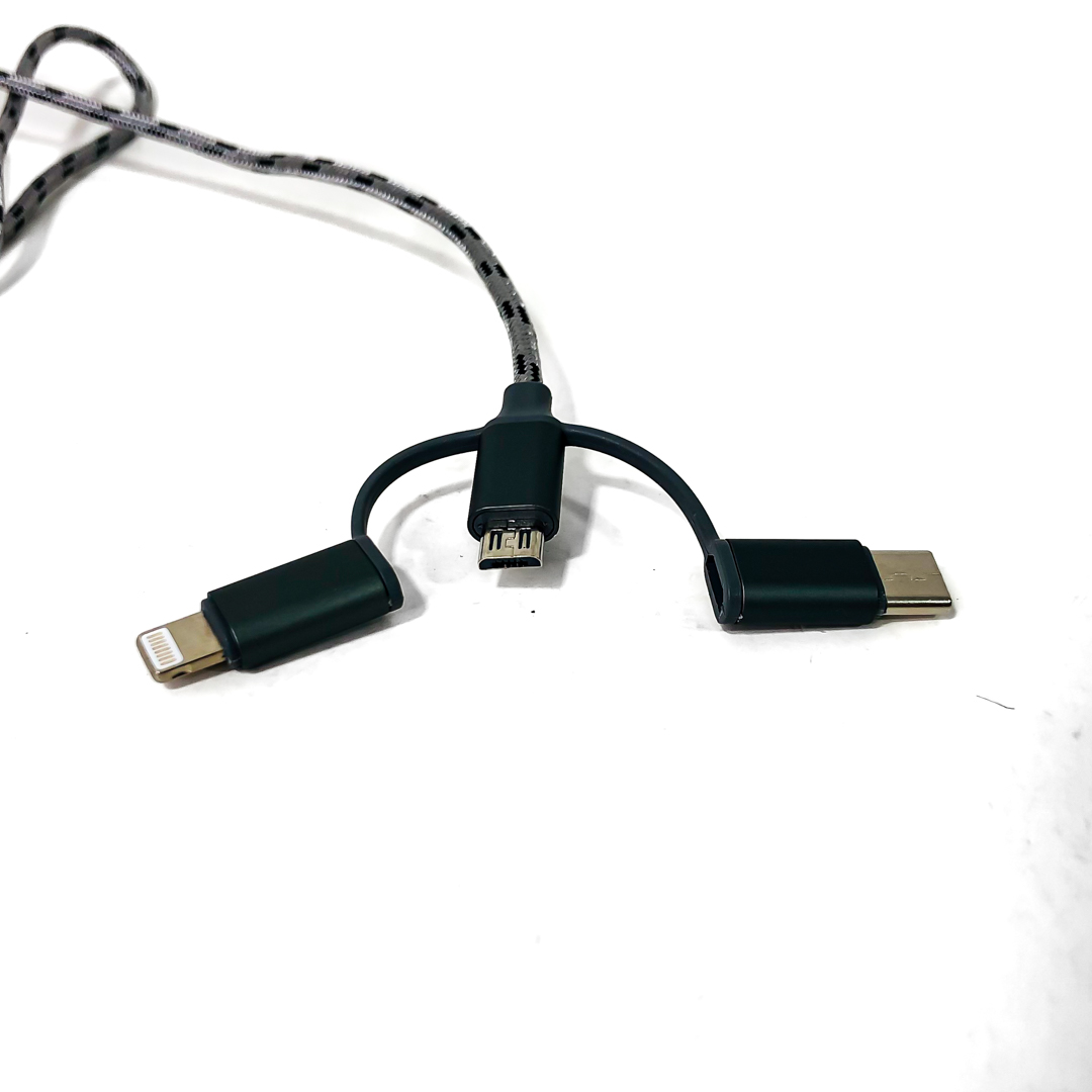 CABLE CARGADOR CABLE CARGADOR 3 EN 1 DE 1.20 METROS: USB A  MICRO USB, LIGHTING, TIPO C CONECTORES DE ALUMINIO CARGA RAPIDA. - 2