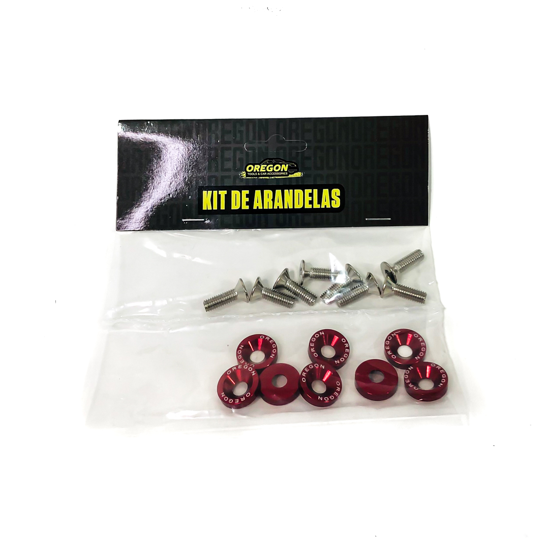 KIT DE ARANDELAS ANODIZADAS ROJO JUEGO X 8  PIEZAS - 2