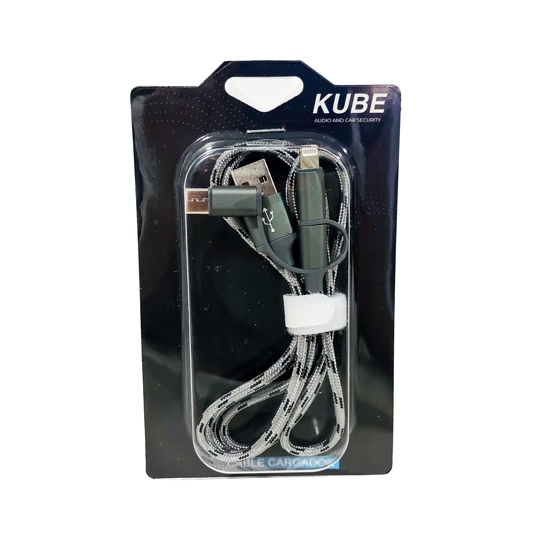 CABLE CARGADOR CABLE CARGADOR 3 EN 1 DE 1.20 METROS: USB A  MICRO USB, LIGHTING, TIPO C CONECTORES DE ALUMINIO CARGA RAPIDA. - 3