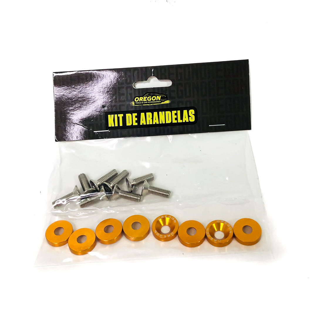 KIT DE ARANDELAS ANODIZADAS DORADA JUEGO X 8  PIEZAS - 4