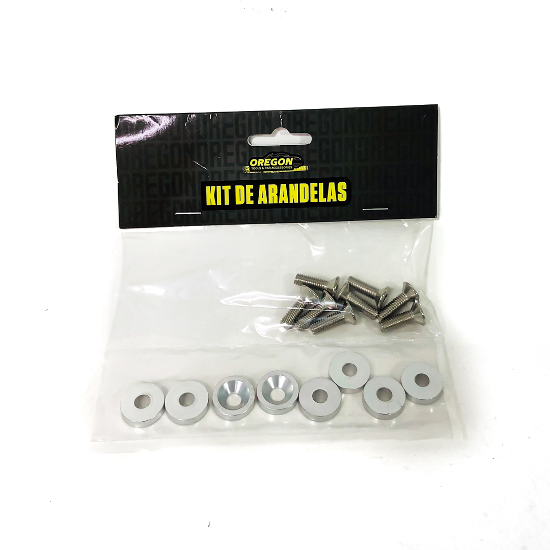 KIT DE ARANDELAS ANODIZADAS PLATEADA JUEGO X 8  PIEZAS - 4