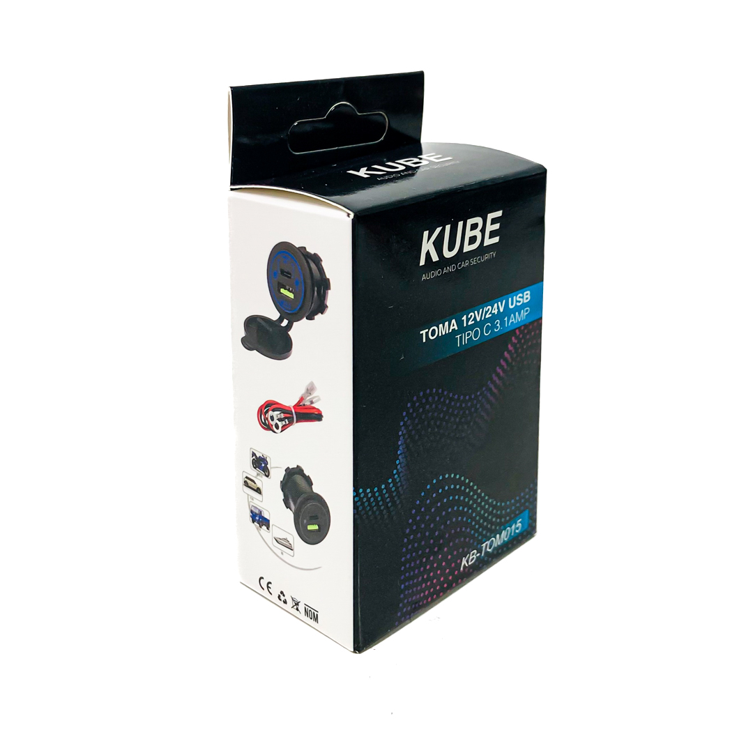 TOMA DE CONEXION 12V / 24V TOMA DE CONEXION CON PUERTO USB / TIPO C 3.1AMP  PARA 12V / 24V POTENCIA MAXIMA 20 WATTS CON ANILLO LED AZUL, VERDE Y ROJO. INCLUYE KITS DE CABLES DE CONEXION. PESO 35 GRS MEDIDAS 4CM X 4CM X 5.1CM - 3