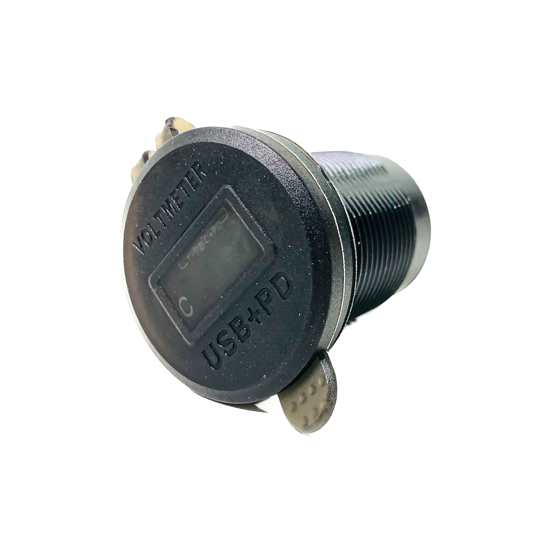 TOMA DE CONEXION 12V / 24V TOMA DE CONEXION CON PUERTO USB / TIPO C 3.1AMP  Y VOLTIMETRO PARA 12V / 24V POTENCIA MAXIMA 100 WATTS . INCLUYE KITS DE CABLES DE CONEXION. PESO 57 GRS MEDIDAS 4 CM X 4 CM X 6.2 CM - 7