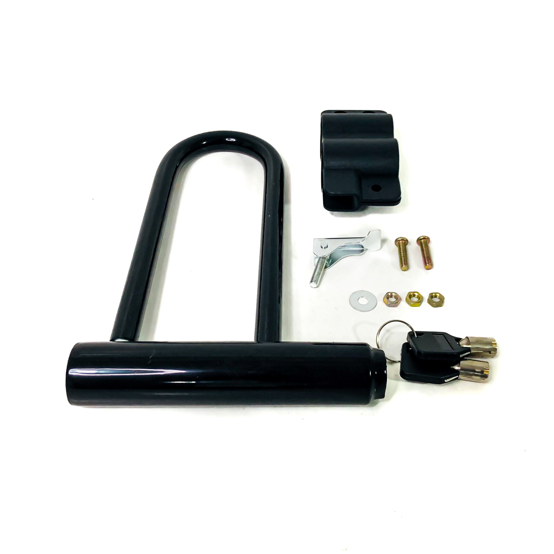 TRABA CANDADO CON LLAVE UNIVERSAL PARA MOTOS Y BICIS COLOR NEGRO MEDIDAS 130 X 210 mm - 2