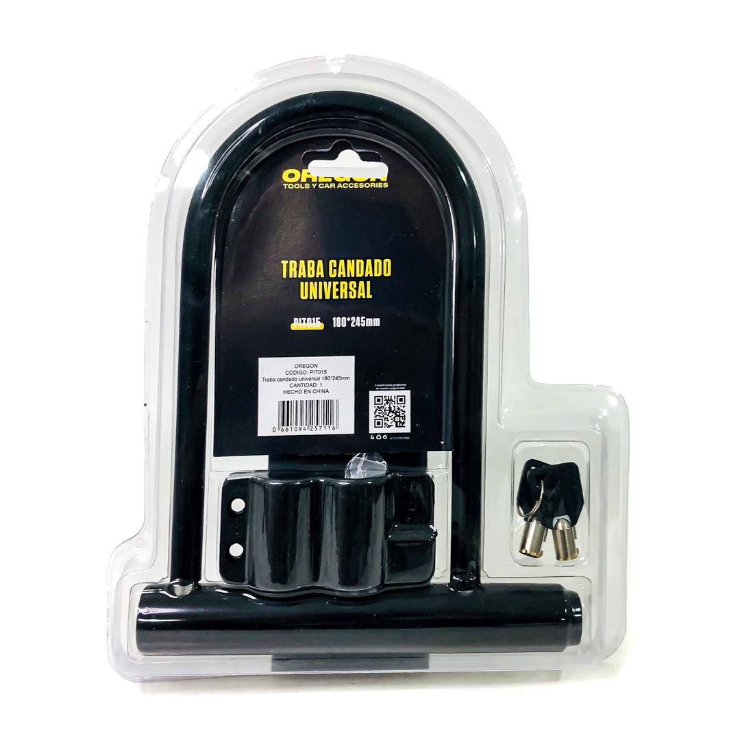 TRABA CANDADO CON LLAVE UNIVERSAL PARA MOTOS Y BICIS COLOR NEGRO MEDIDAS 180 X 245 mm - 6
