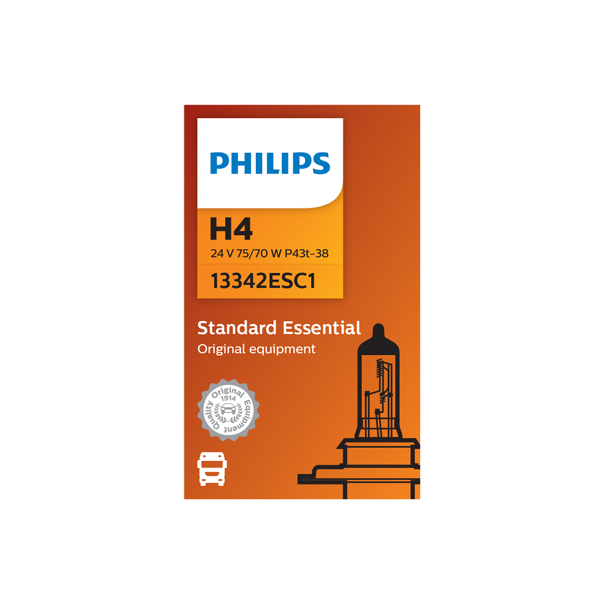 LAMPARA HALOGENA ESTANDAR 24V H4 13342 24V 75/70W P43T-38 C1 CANTIDAD POR CAJA MASTER 100