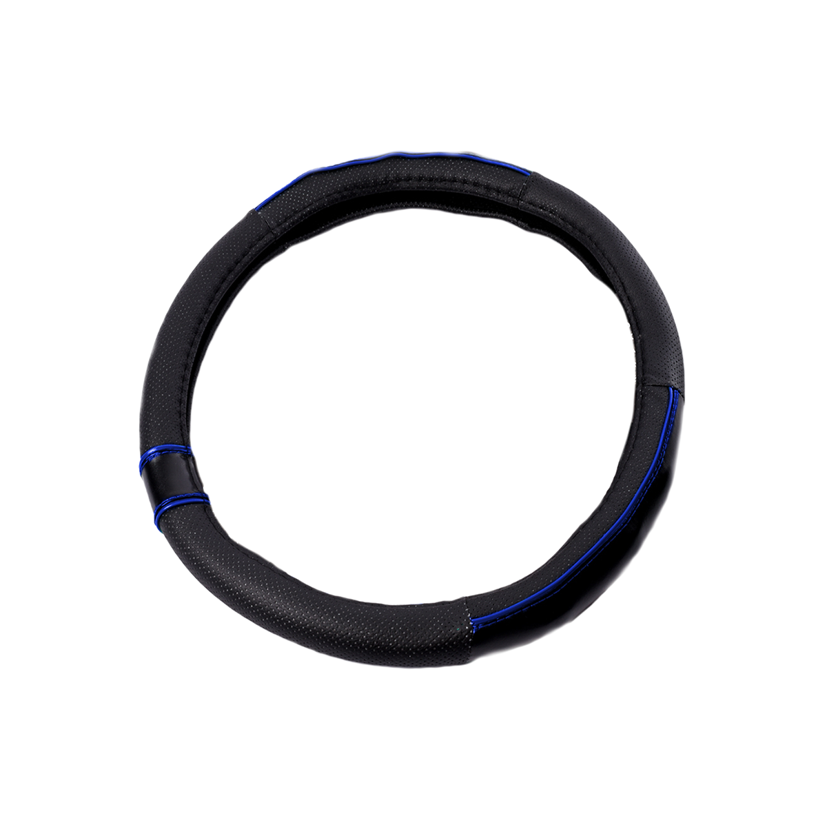 CUBRE VOLANTE CUBRE VOLANTE CUERO 38CM CON BORDE DETALLADO NEGRO / AZUL 388.2 CANTIDAD POR CAJA 25