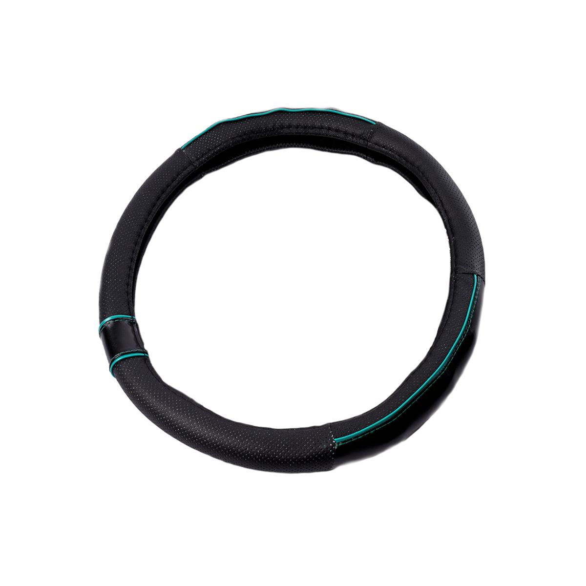 CUBRE VOLANTE CUBRE VOLANTE CUERO 38CM CON BORDE DETALLADO NEGRO / VERDE 388.2 CANTIDAD POR CAJA 25