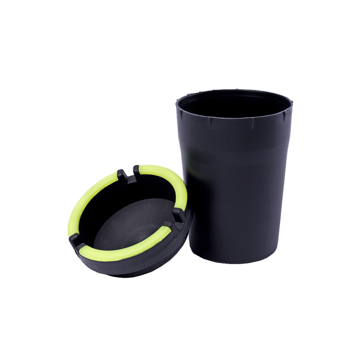 CENICERO DISPLAY DE X 12 UNIDADES CENICEROS DE PVC CON BORDE FLUORESECENTE NEGRO / VERDE UNIVERSAL CANTIDAD POR CAJA 4