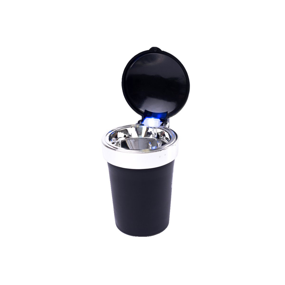 CENICERO DISPLAY DE X 6 UNIDADES CENICEROS DE PVC CON LUZ LED NEGRO / PLATEADO UNIVERSAL CANTIDAD POR CAJA 4