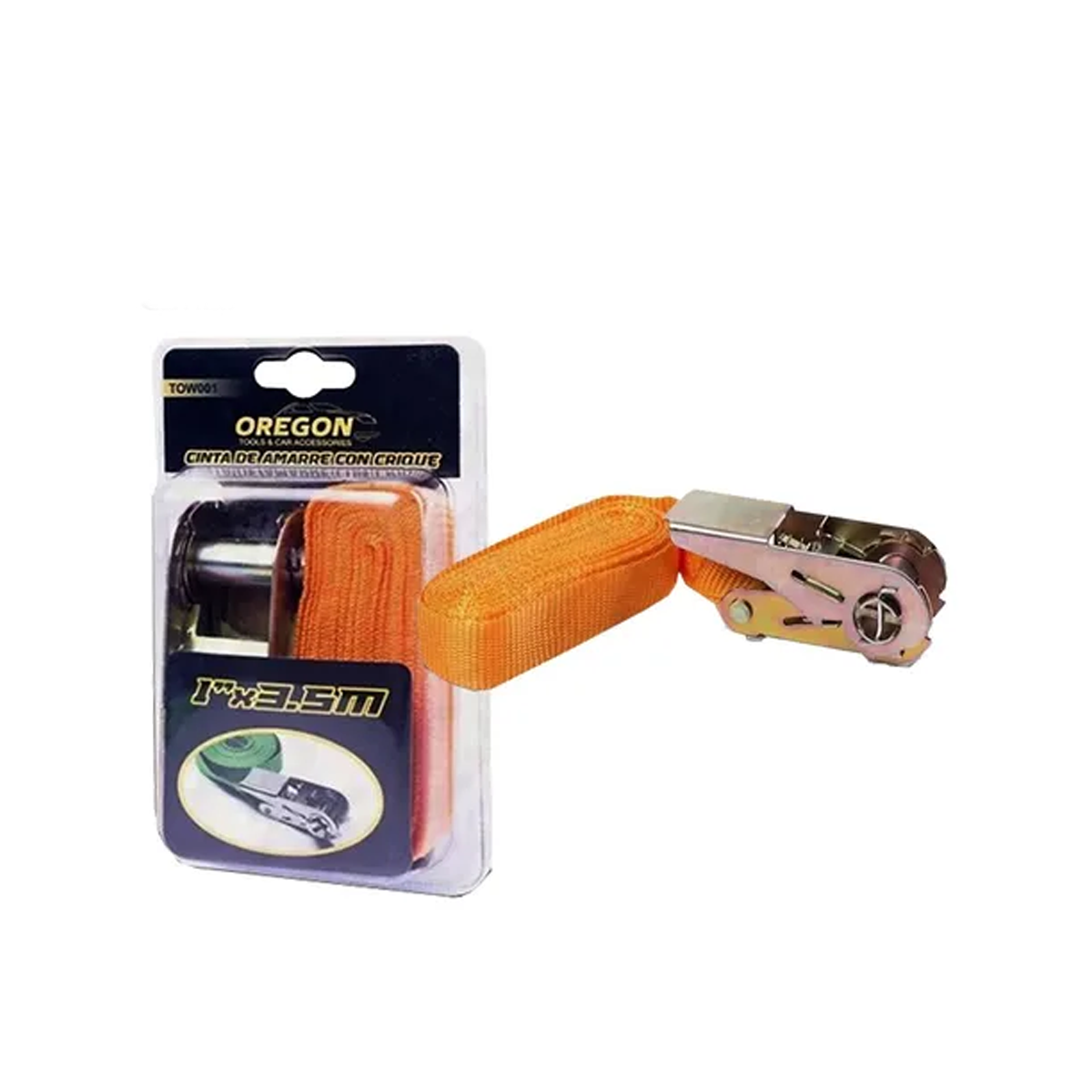 CINTA DE AMARRE CINTA DE AMARRE CON CRIQUE 1 X 3,5 METROS (1 PIEZA) NARANJA UNIVERSAL CANTIDAD POR CAJA 50