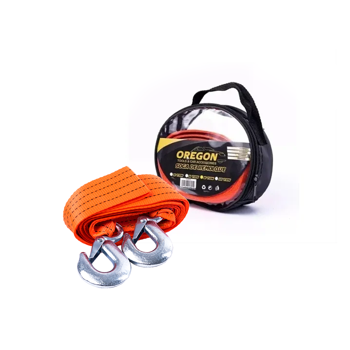 SOGA DE REMOLQUE SOGA DE REMOLQUE CON GANCHOS METALICOS 8 TON NARANJA UNIVERSAL CANTIDAD POR CAJA 24