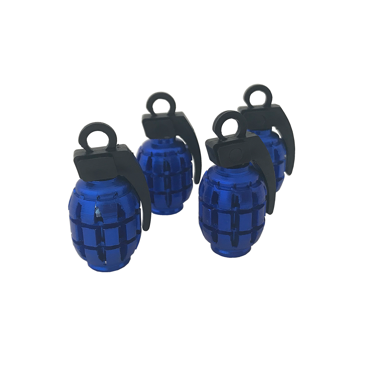 JUEGO DE TAPITAS DE VALVULA DEPORTIVA JUEGO DE TAPITAS DE VALVULA GRANADA METALIZADA 4 PCS AZUL UNIVERSAL
