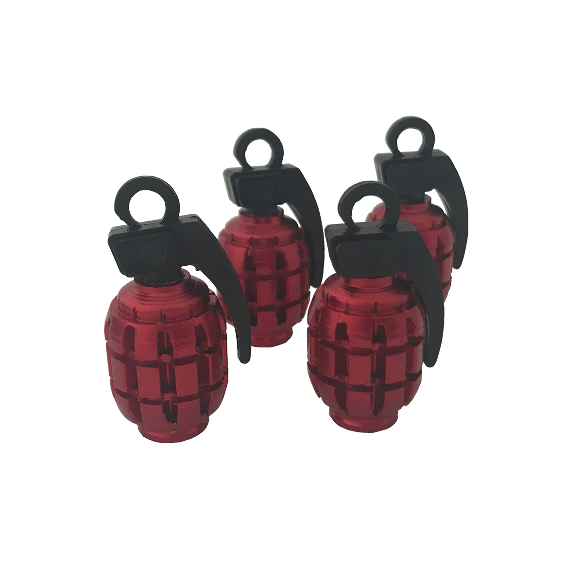 JUEGO DE TAPITAS DE VALVULA DEPORTIVA JUEGO DE TAPITAS DE VALVULA GRANADA METALIZADA 4 PCS ROJO UNIVERSAL