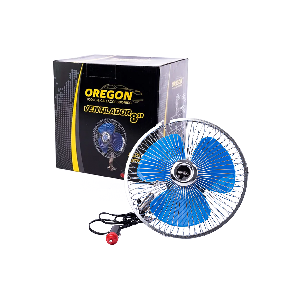 VENTILADOR VENTILADOR METALICO 8 12V UNIVERSAL PLATEADO 8 DIAMETRO 220MM CANTIDAD POR CAJA 10