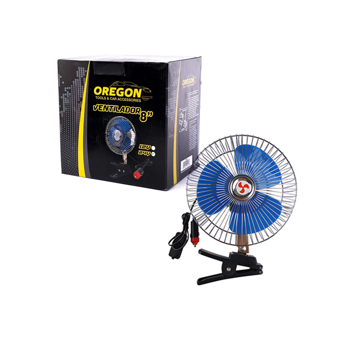 VENTILADOR VENTILADOR METALICO 8 24V UNIVERSAL CON CLIP PLATEADO 8 DIAMETRO 220MM CANTIDAD POR CAJA 10