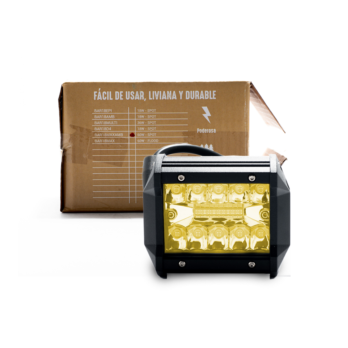 OFF ROAD BARRA DE LED MAX RECTA BARRA DE LED DE 18 WATTS CON TIRA DISPLAY 3030 SMD - 9.8 CM DE LARGO COLOR AMBAR 12V / 24V - CARCAZA DE ALUMINIO - HAZ DE LUZ SPOT (CODIGO ANTERIOR: BAR9918AMB)