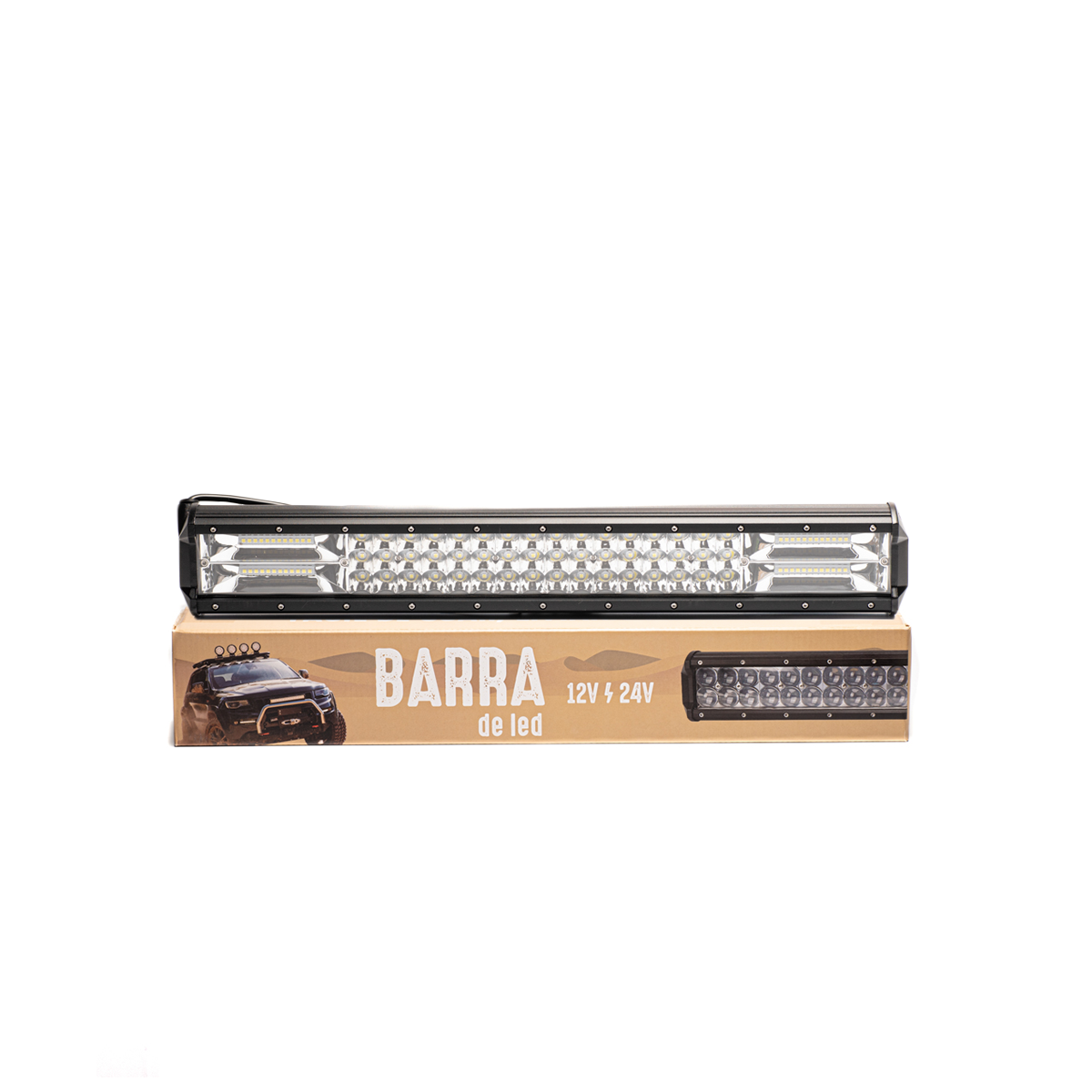 OFF ROAD BARRA DE LED PLUS RECTA BARRA DE 54 LED DE 3 WATTS TIPO EPISTAR + DISPLAY LED 3030 SMD AL COSTADO - 288 WATTS - 52 CM DE LARGO COLOR BLANCO 12V / 24V - CARCAZA DE ALUMINIO - HAZ DE LUZ SPOT