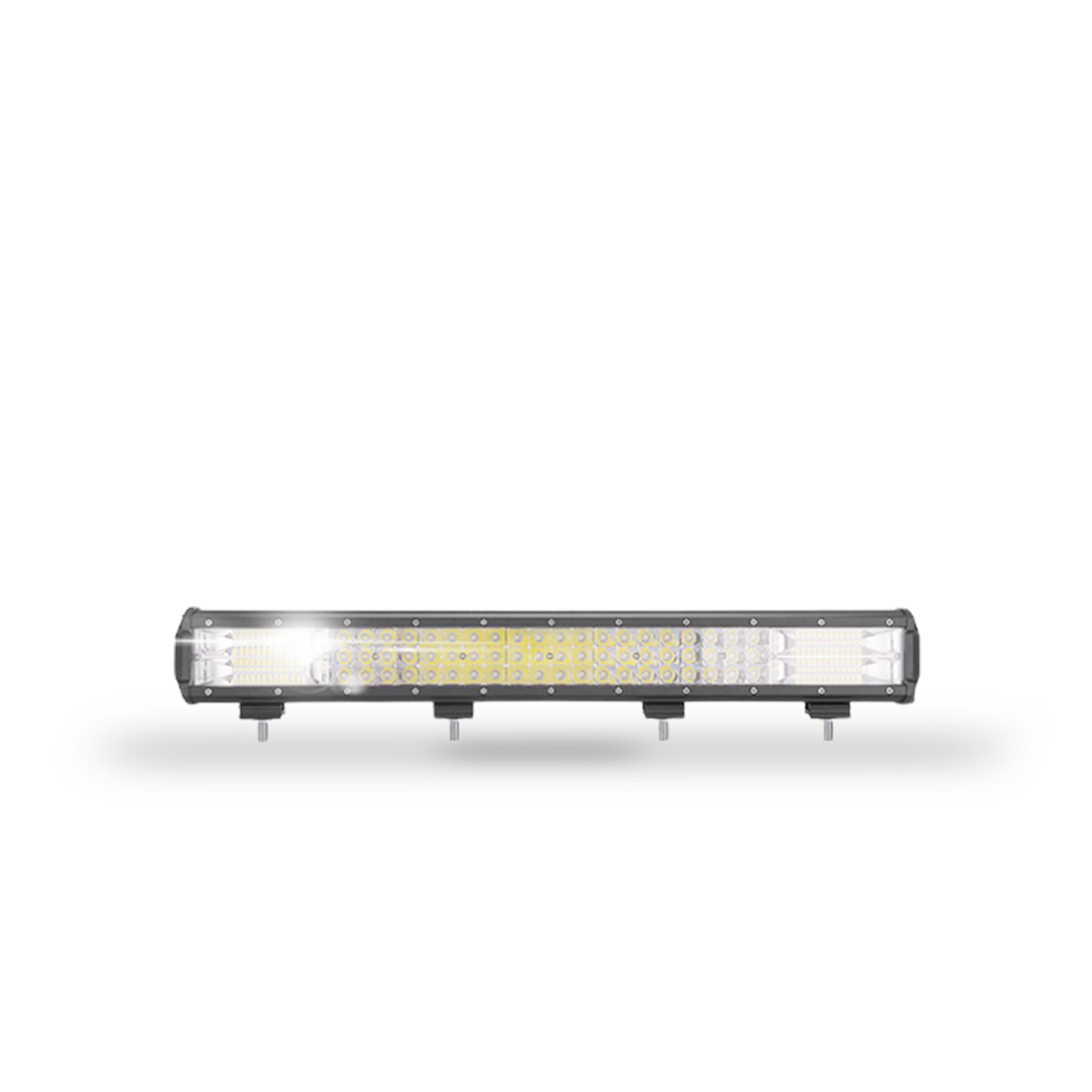 OFF ROAD BARRA DE LED PLUS RECTA BARRA DE 63 LED DE 3 WATTS TIPO EPISTAR + DISPLAY LED 3030 SMD AL COSTADO - 324 WATTS - 59 CM DE LARGO COLOR BLANCO 12V / 24V - CARCAZA DE ALUMINIO - HAZ DE LUZ SPOT