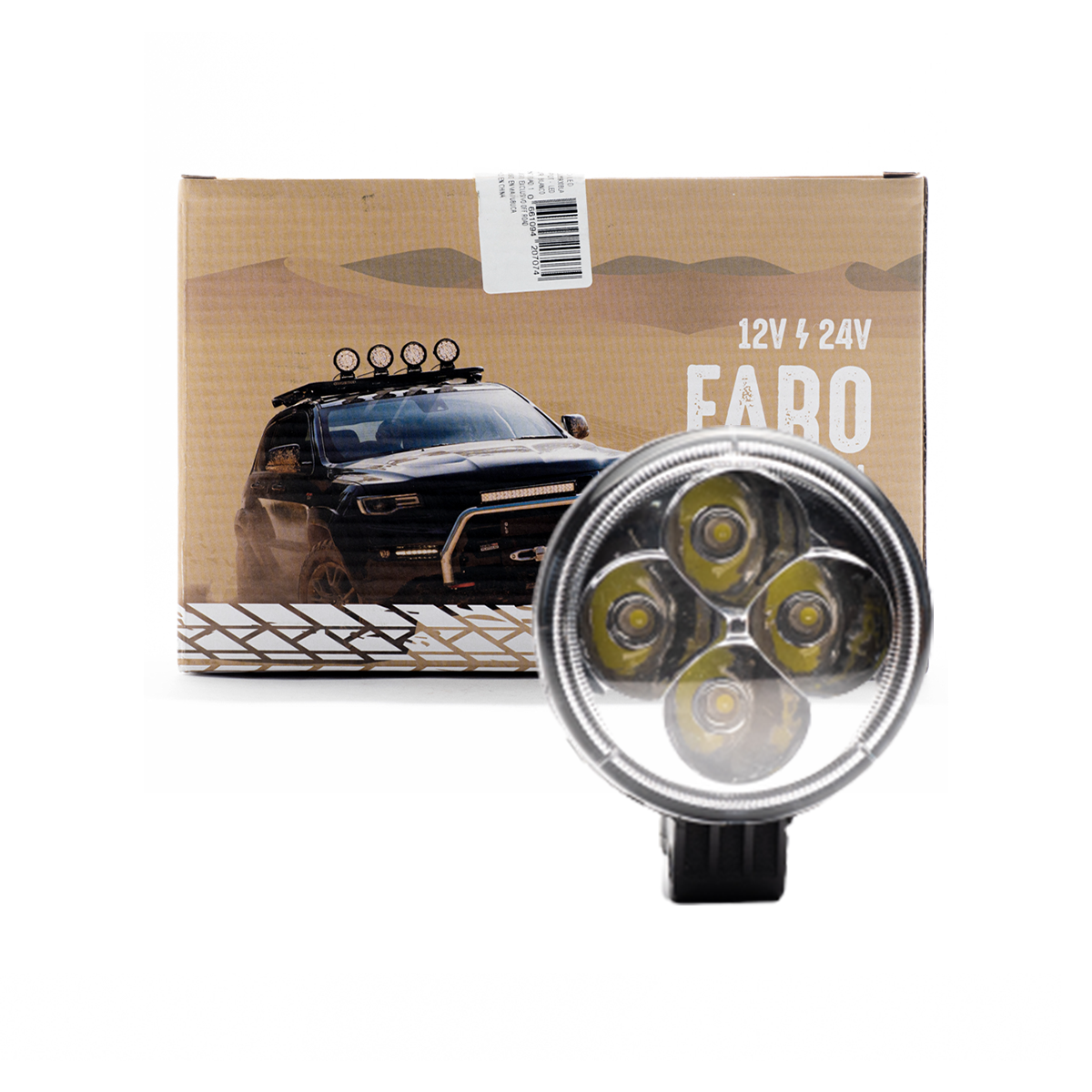 OFF ROAD FARO DE LED UNIVERSAL CIRCULAR DE 12 WATTS (4 LED 3 WATTS) 8CM 8CM COLOR BLANCO 12V / 24V - HAZ DE LUZ SPOT -