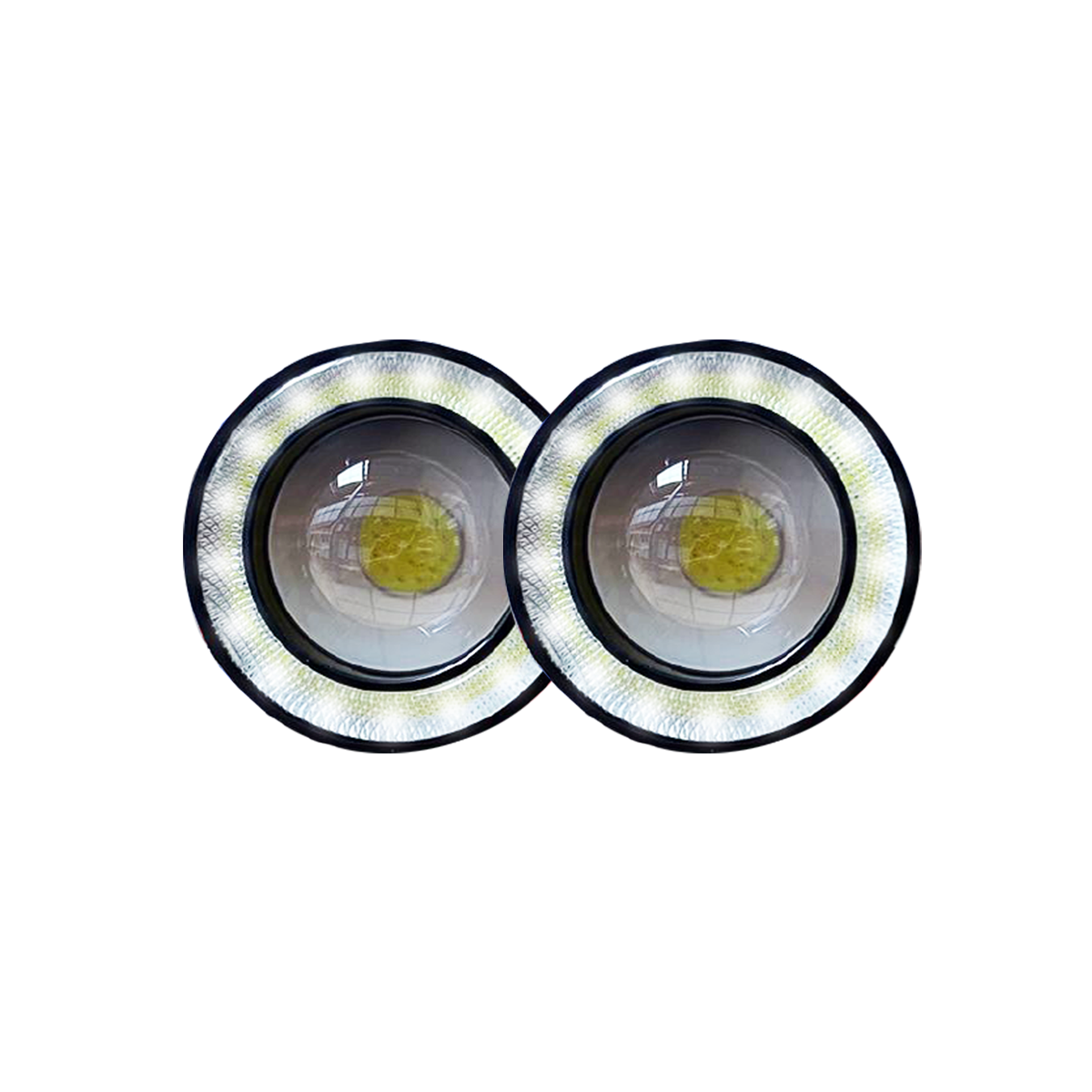 OFF ROAD JUEGO DE FAROS DE LED AUXILIARES JUEGO DE FAROS LED 7.5CM DIAMETRO BLANCO CON OJO DE ANGEL 12V CANTIDAD POR CAJA MASTER 20