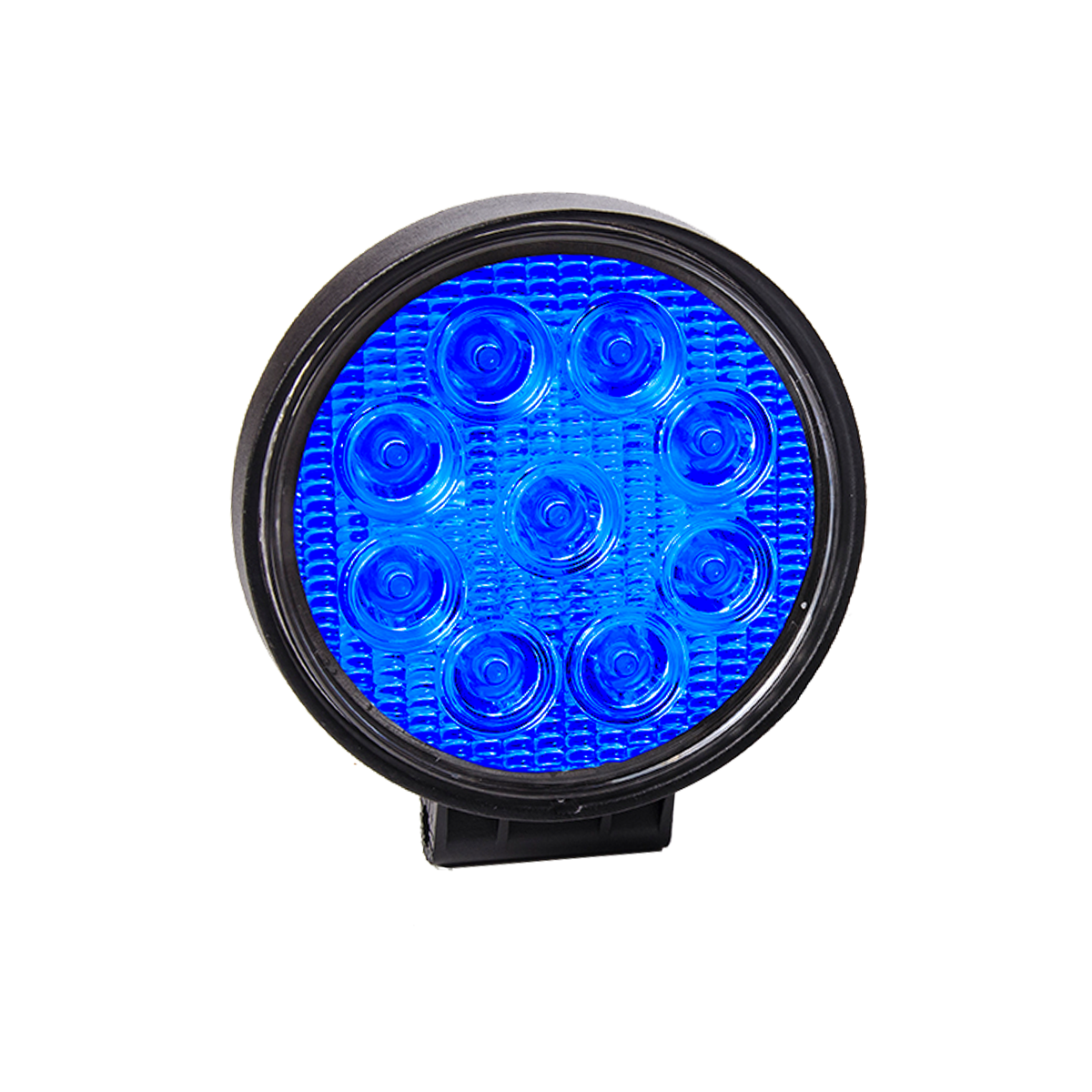 OFF ROAD FARO DE LED UNIVERSAL CIRULAR 27 WATTS (9 LED 3 WATTS) COLOR AZUL 12V / 24V - HAZ DE LUZ SPOT -