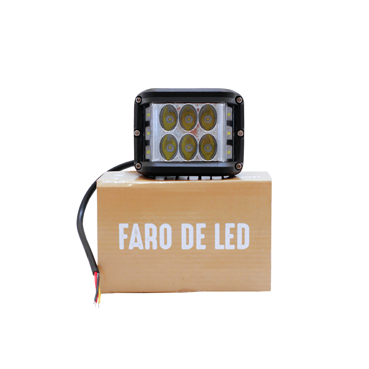 OFF ROAD FARO DE LED UNIVERSAL CUADRADO 60 WATTS (6 LED 10 WATTS) COLOR BLANCO 12V / 24V - HAZ DE LUZ SPOT - GIRO AMBAR