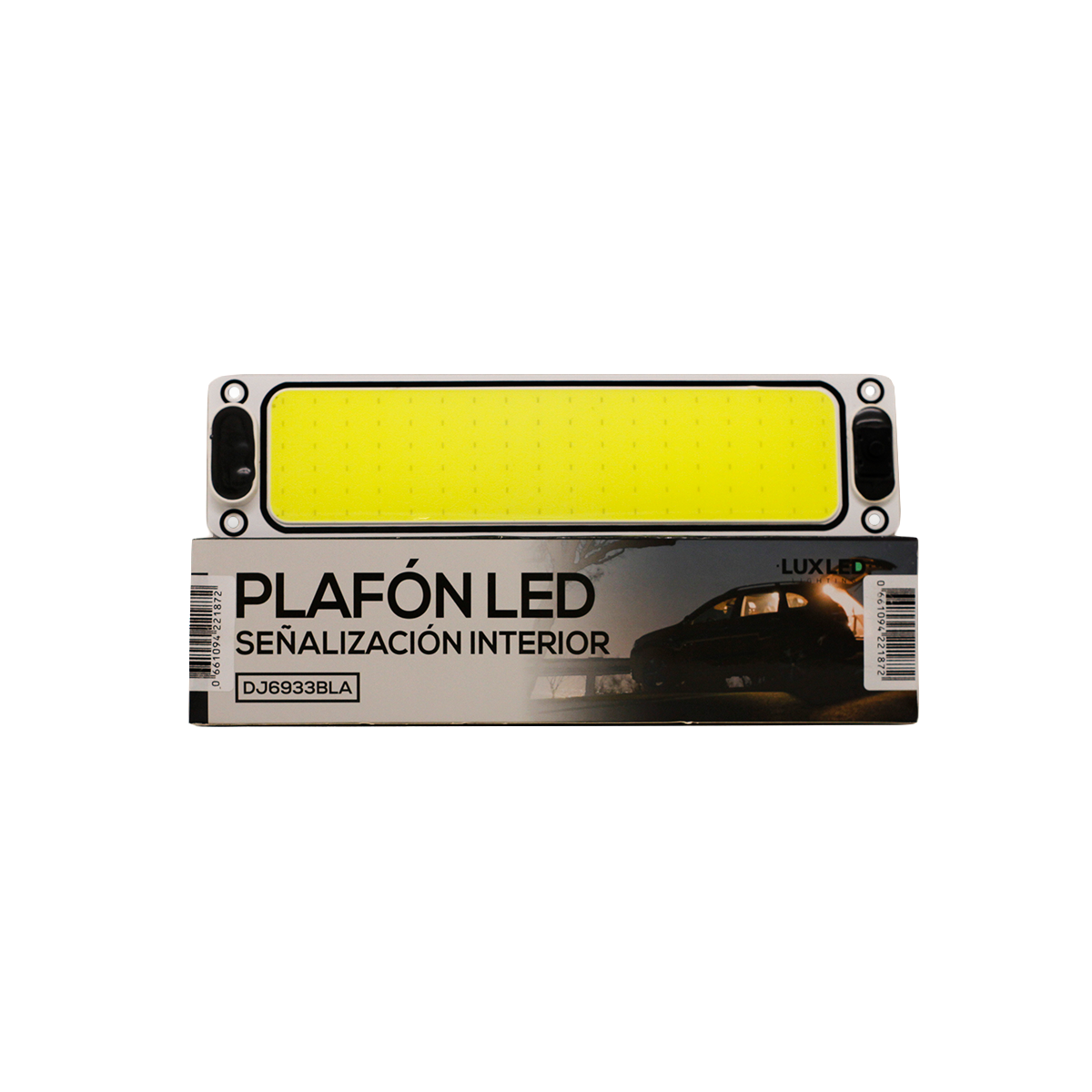 PLAFON LED JUEGO DE 2 UNIDADES DE PLAFONES LED CON TECLA ON / OFF 12V - 24V PEGAMENTO AUTOADHESIVO 25CM X 6 CM 108 LED COB 10 WATTS