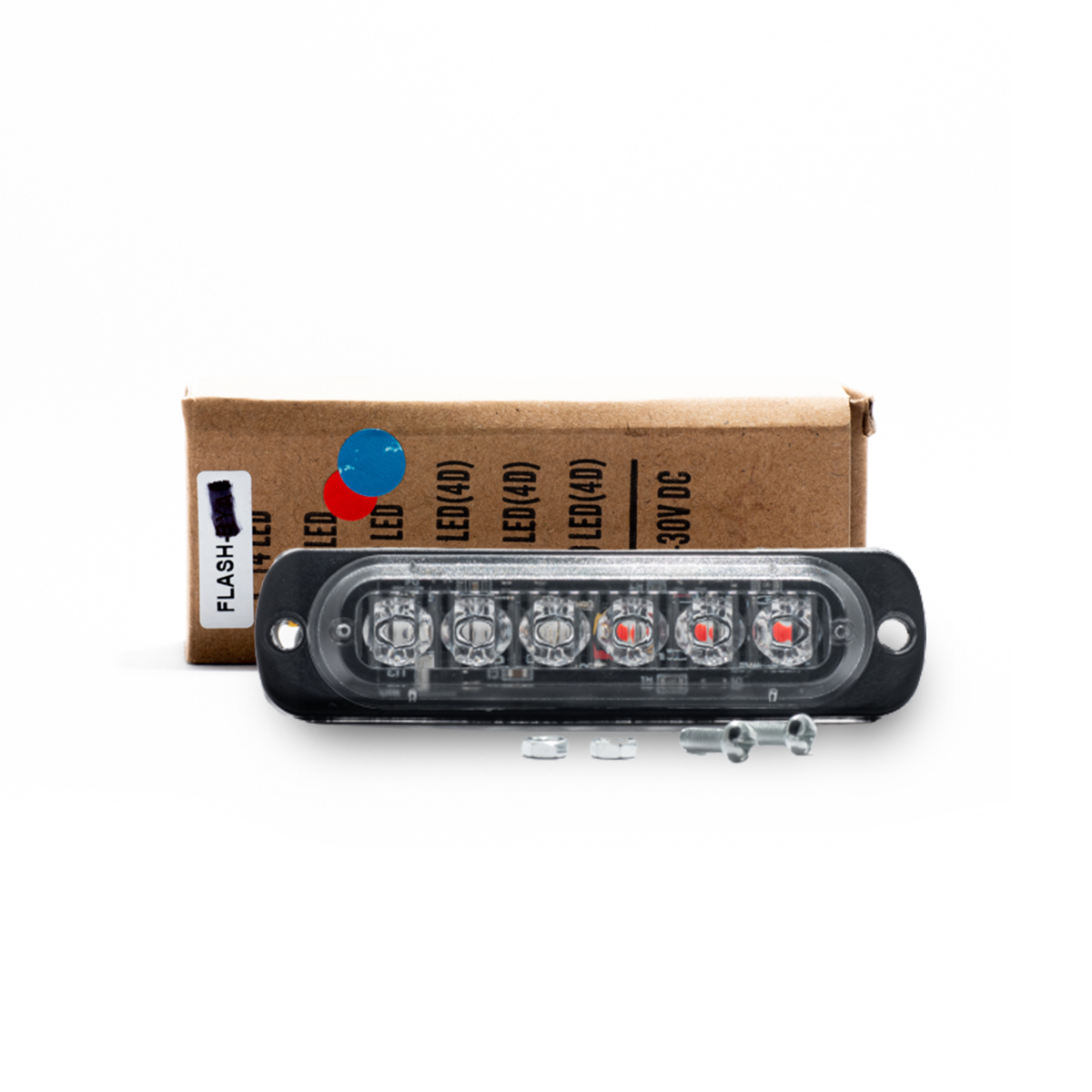 OFF ROAD FARO DE LED UNIVERSAL 12V - 6 LED CHAT PARA PARRILLA / PARAGOLPE CON LUZ DESTELLANTE AZUL Y ROJA
