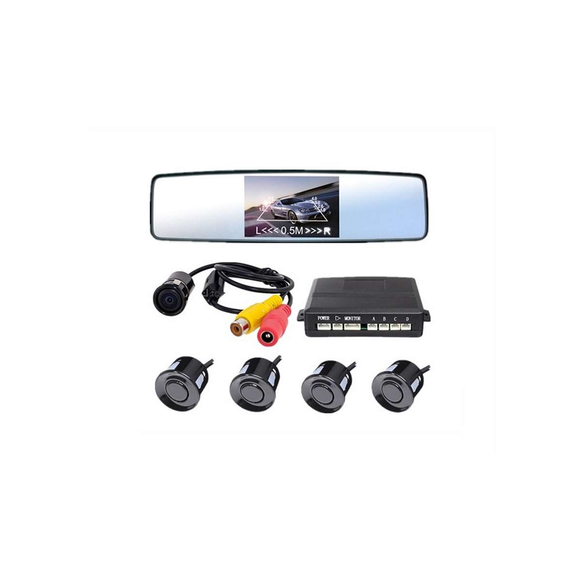 KIT DE SENSORES DE ESTACIONAMIENTO NEGRO - UNIVERSAL
ESPEJO RETROVISOR CON PANTALLA/ CAMARA Y SENSORES