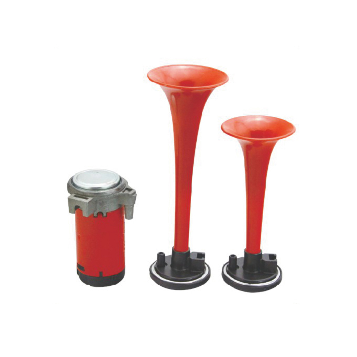 BOCINA CON COMPRESOR CORNETA DOBLE VOLTAJE 24V ENVASE POR JUEGO