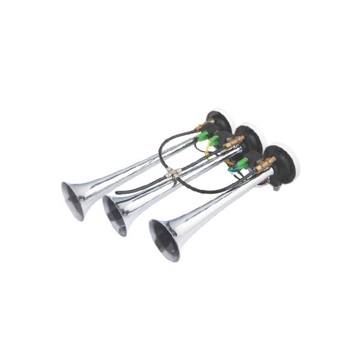 BOCINAS DE AIRE CORNETA TRIPLE VOLTAJE 12V ENVASE POR UNIDAD