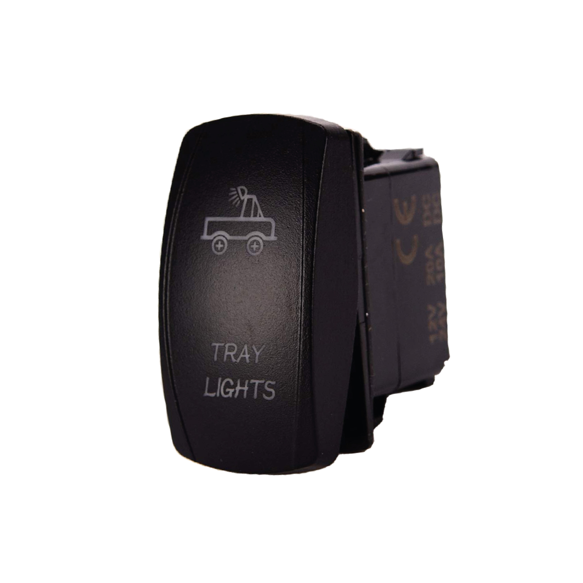 INTERRUPTOR BASCULANTE VOLTAJE DE ENTRADA: 12V-24V FUNCIÓN: ON / OFF (OPCIONAL) 5 PINES (OPCIONAL) MATERIAL: ABS + COBRE INTERRUPTOR BASCULANTE CON PATRÓN DE GRABADO LÁSER Y 2 LUCES LED