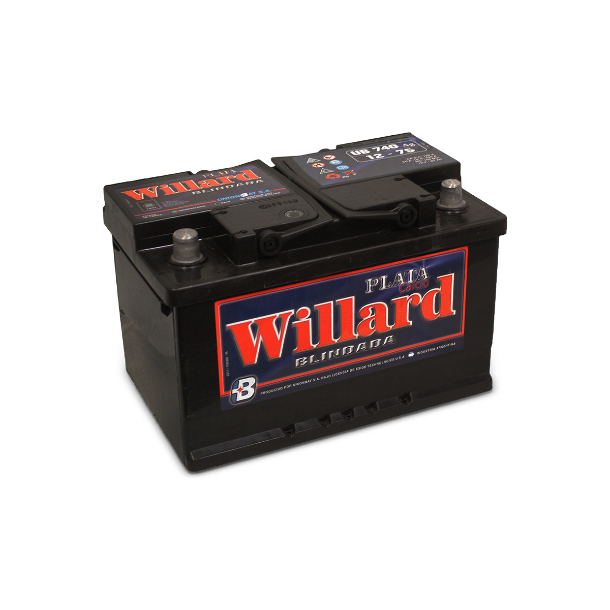 BATERIA WILLARD BLINDADA LARGO 276 ANCHO 175 ALTO 173 DUNA - 75 AMP COMUN BAJA