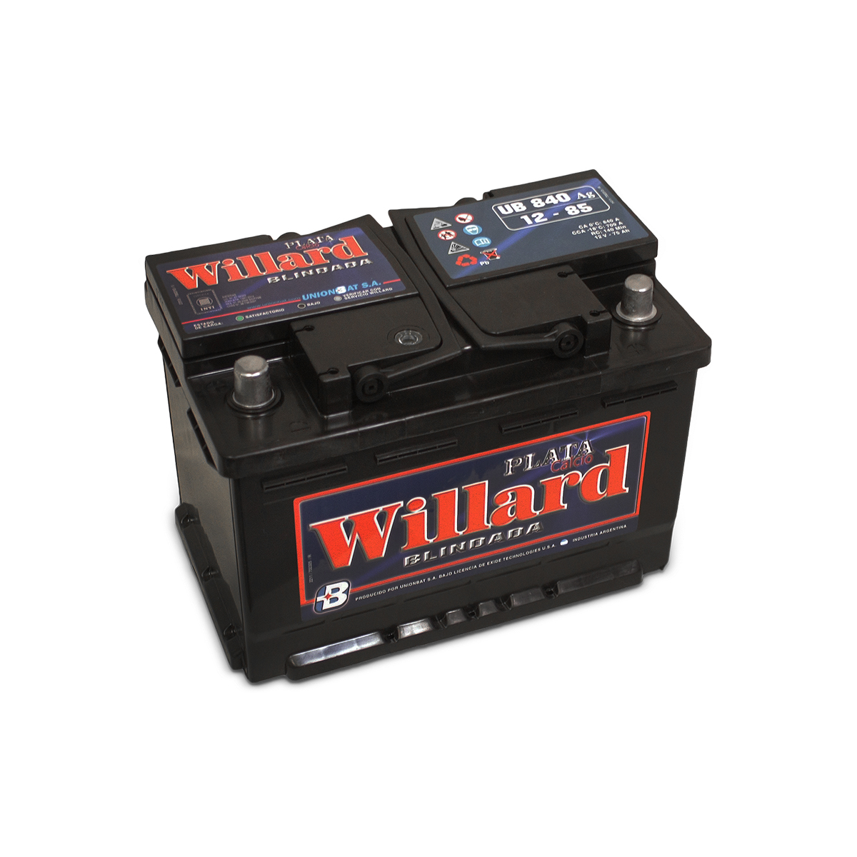 BATERIA WILLARD BLINDADA LARGO 276 ANCHO 175 ALTO 188 TOYOTA 2016 - RANGER TIPO ORIGINAL - 85 AMP