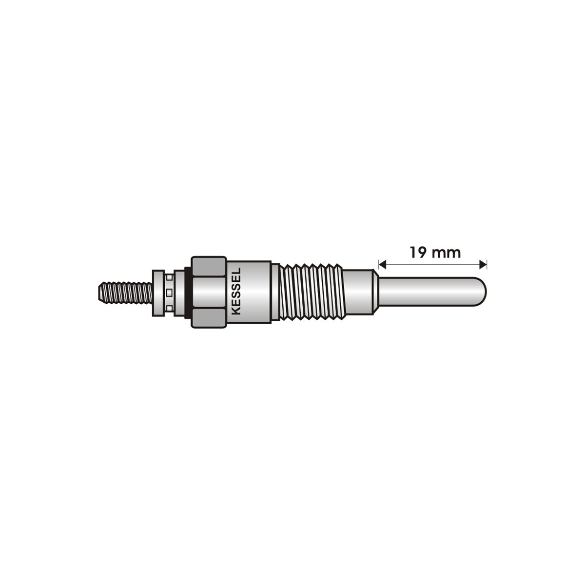 BUJIA INCANDESCENTE PARA MOTOR DIESEL NISSAN JUNIOR 2.5 SD 22 SD 25 ( LARGO 19/ANCHO 5 4/5/11 VOLTS/ROSCA 10 X 1/25 )