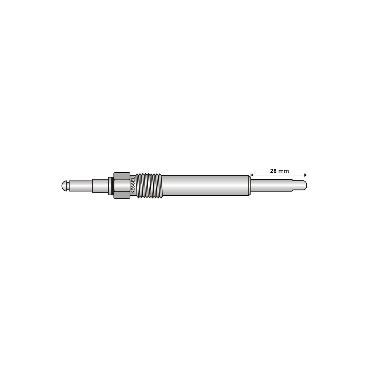 BUJIA INCANDESCENTE PARA MOTOR DIESEL MERCEDES BENZ 2.2 D/2.5 D/3.0 TD ( LARGO 28/ANCHO 6/11/5 VOLTS/ROSCA 12 X 1/25 )