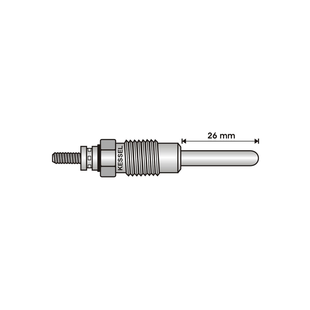 BUJIA INCANDESCENTE PARA MOTOR DIESEL RENAULT CLIO/MEGANE 1.9 D F8Q ( LARGO 26/ANCHO 5 4/5/11 VOLTS/ROSCA 12 X 1/25 )